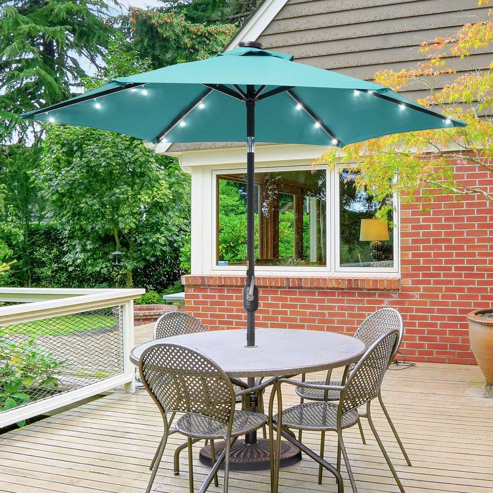 SONKUKI 7.5Ft LED Patio Outdoor Weather-Resistant Frame Table Market Umbrella - Sonkuki