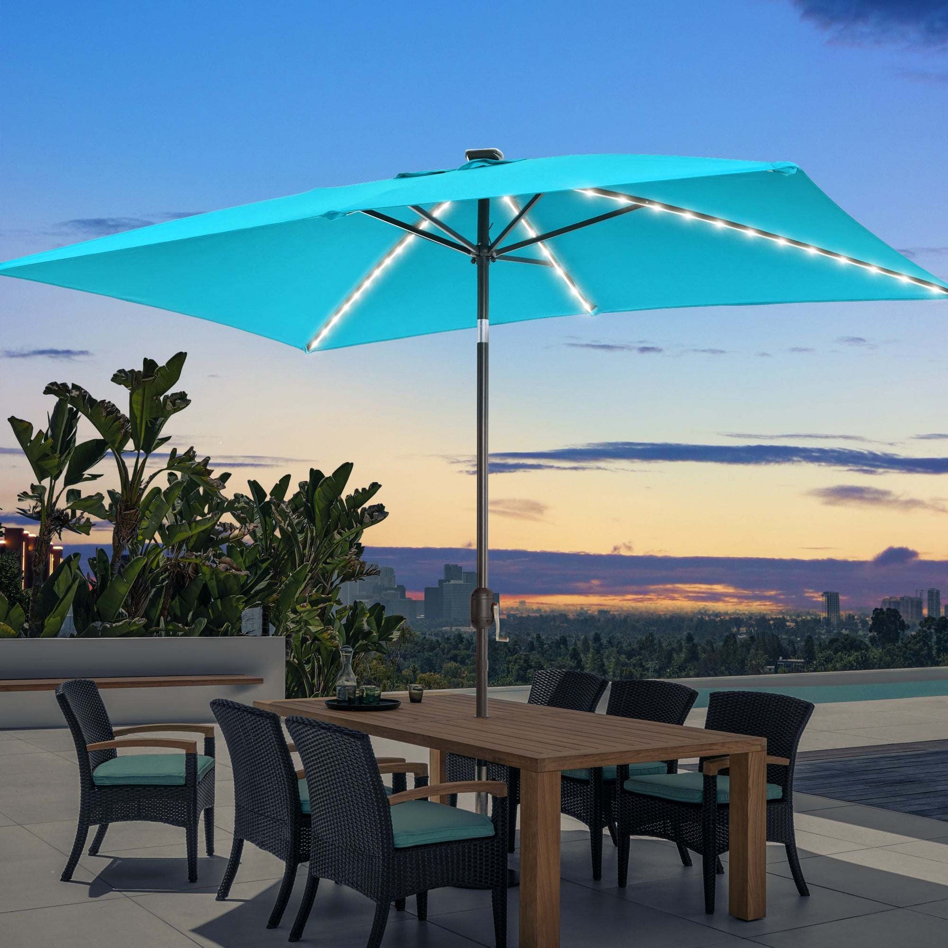 SONKUKI 9x6Ft LED Market Umbrellas.