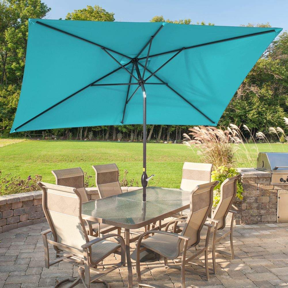 SONKUKI 10 x 6.5ft Aluminum Patio Market Rectangle Outdoor Umbrellas With Nonfading Canopy and Sturdy Ribs - Sonkuki