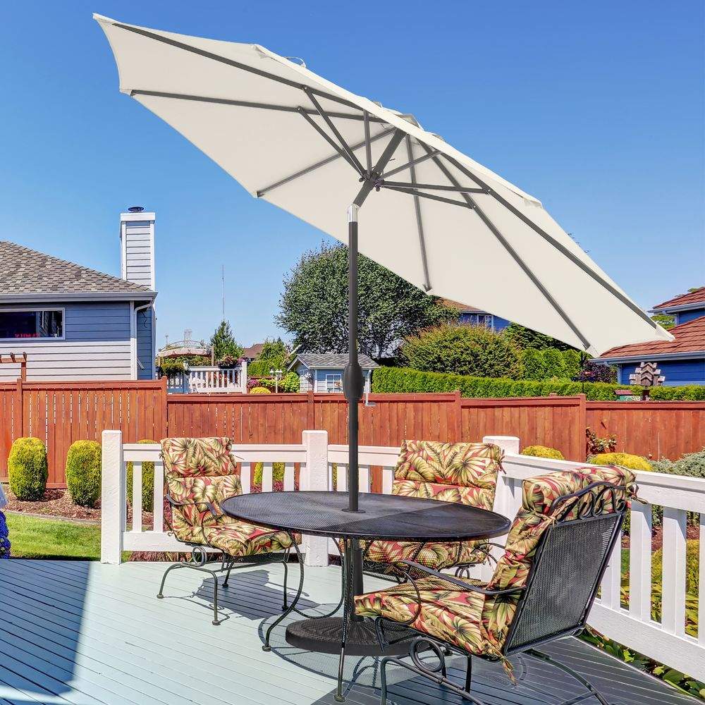 SONKUKI Outdoor 9Ft Patio Table UV-Resistant Canopy and Tilt Button Umbrellas With 8 Ribs - Sonkuki
