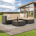 SONKUKI 5-Piece Outdoor Sectional Furniture Patio Conversation PE Rattan Wicker Sofa Set - Sonkuki