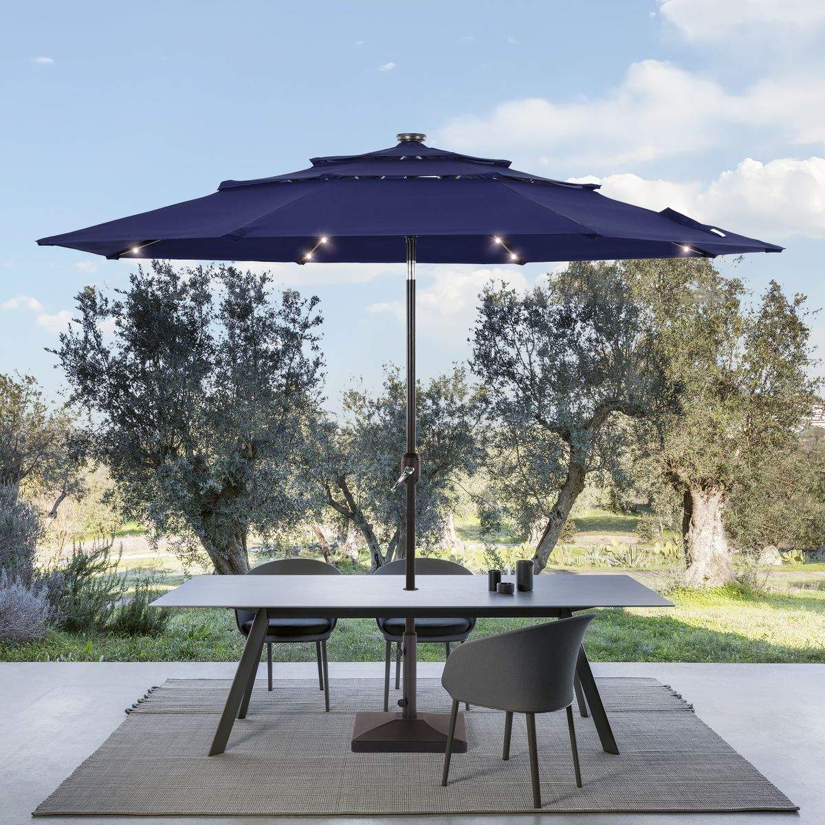 SONKUKI 10ft LED 3 Tiers Market Umbrella.
