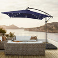 SONKUKI 8.2 x 8.2 Ft LED Square Offset Patio Outdoor Hanging Umbrellas With a Base/Stand - Sonkuki
