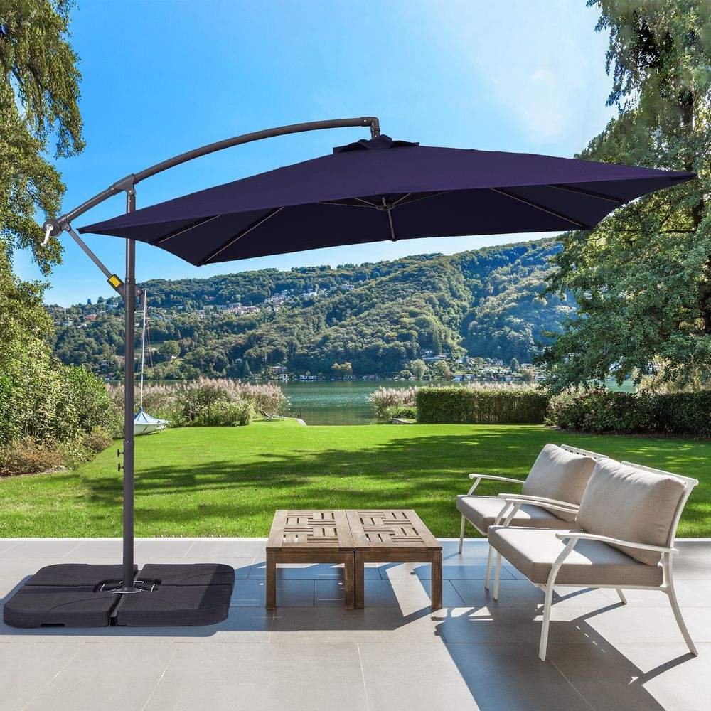 SONKUKI 8.2 x 8.2ft. Square Patio Offset Umbrellas With Base - Sonkuki
