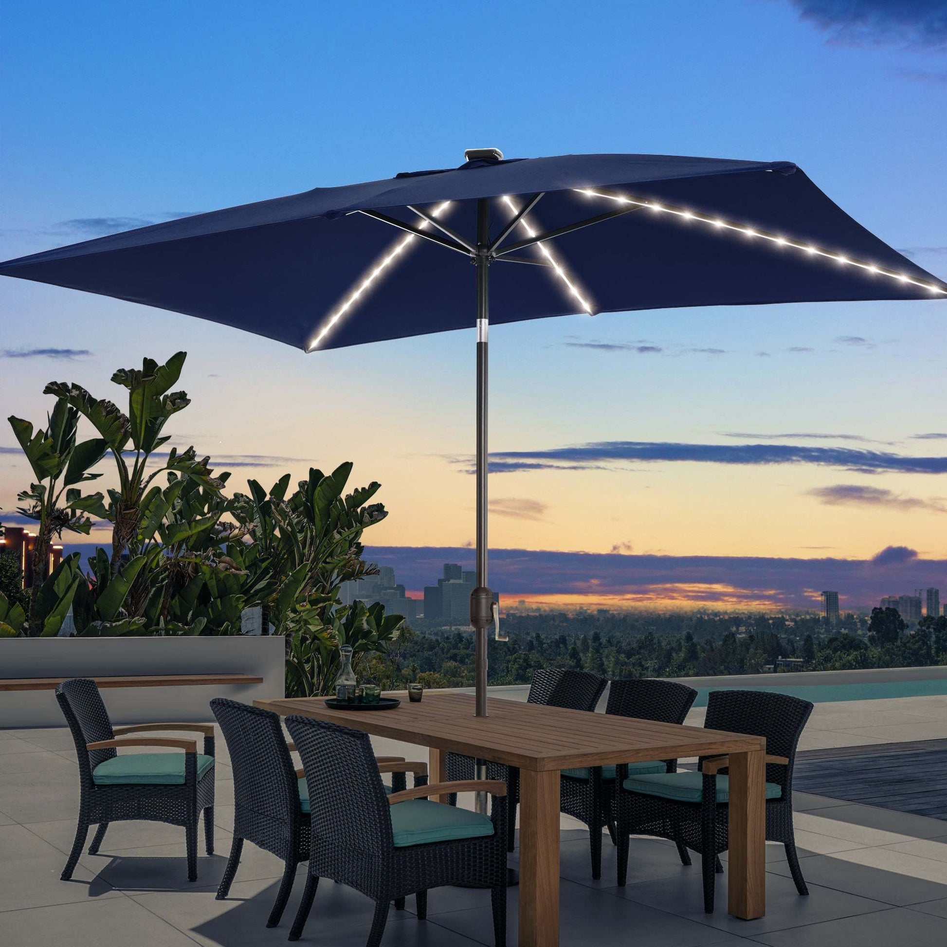 SONKUKI 9x6Ft LED Market Umbrellas.