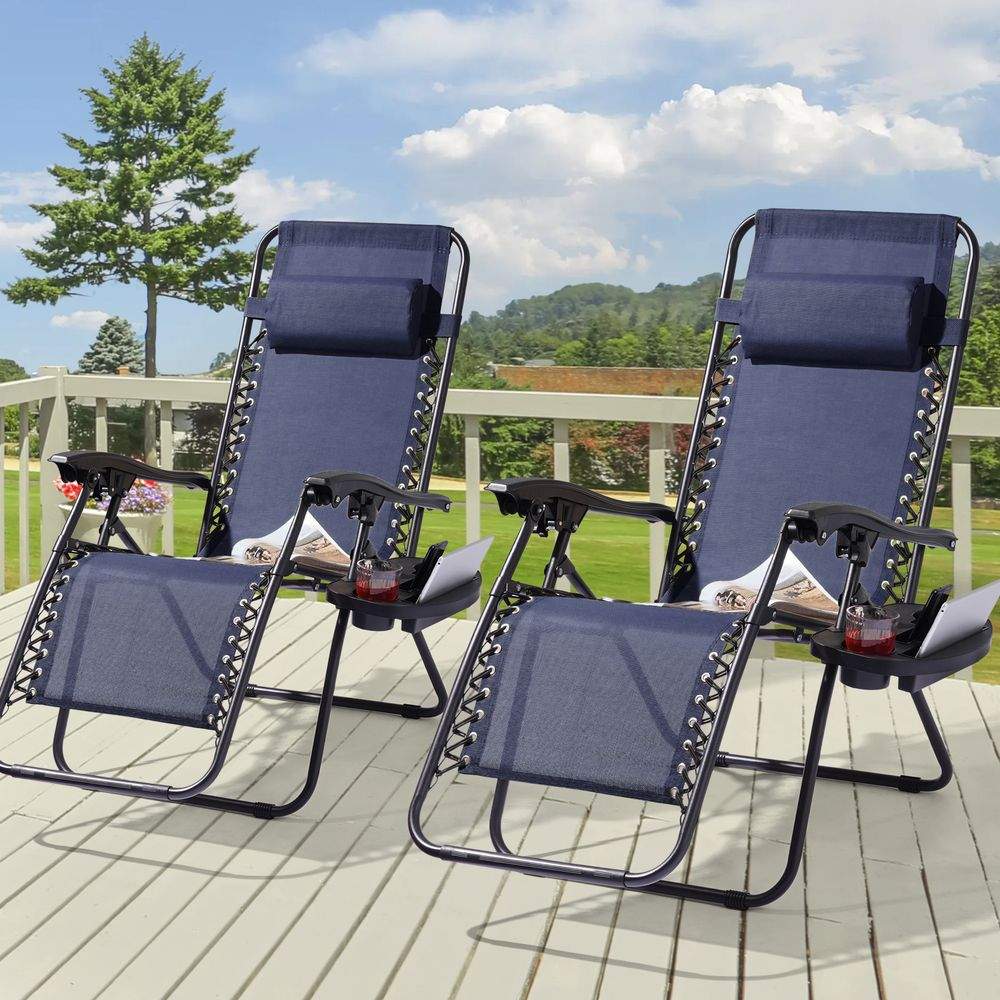 SONKUKI Patio Zero Gravity Chair Outdoor Infinity Recliner Folding Waterproof Chairs 2 Pieces - Sonkuki
