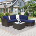 SONKUKI Outdoor Conversation Sofa Set 4-Piece Patio Furniture PE Rattan Wicker Sectional Couch Sets - Sonkuki