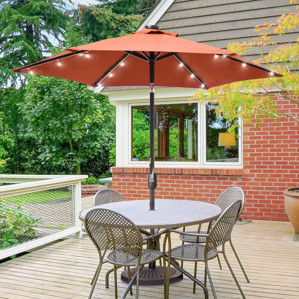 SONKUKI 7.5Ft LED Patio Outdoor Weather-Resistant Frame Table Market Umbrella - Sonkuki