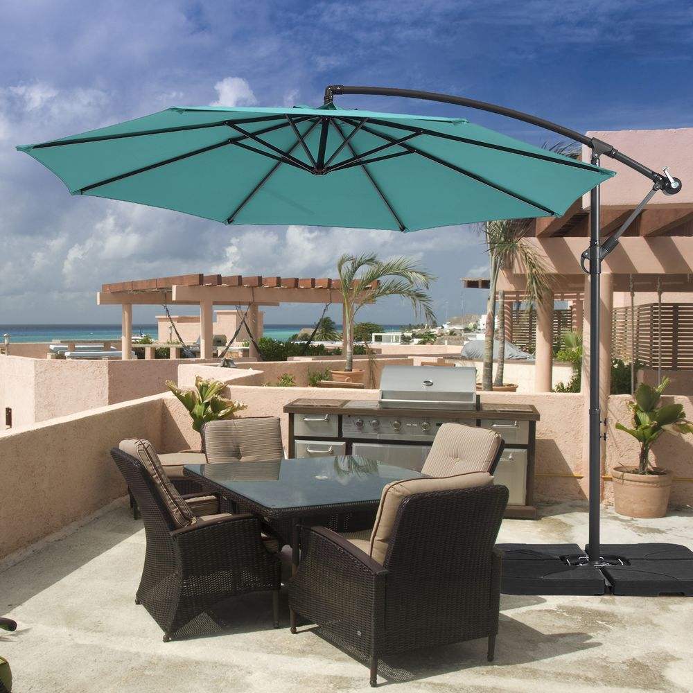 SONKUKI 10ft. Outdoor Hanging Market Patio Offset Umbrellas 50+ UV Protection Cantilever - Sonkuki