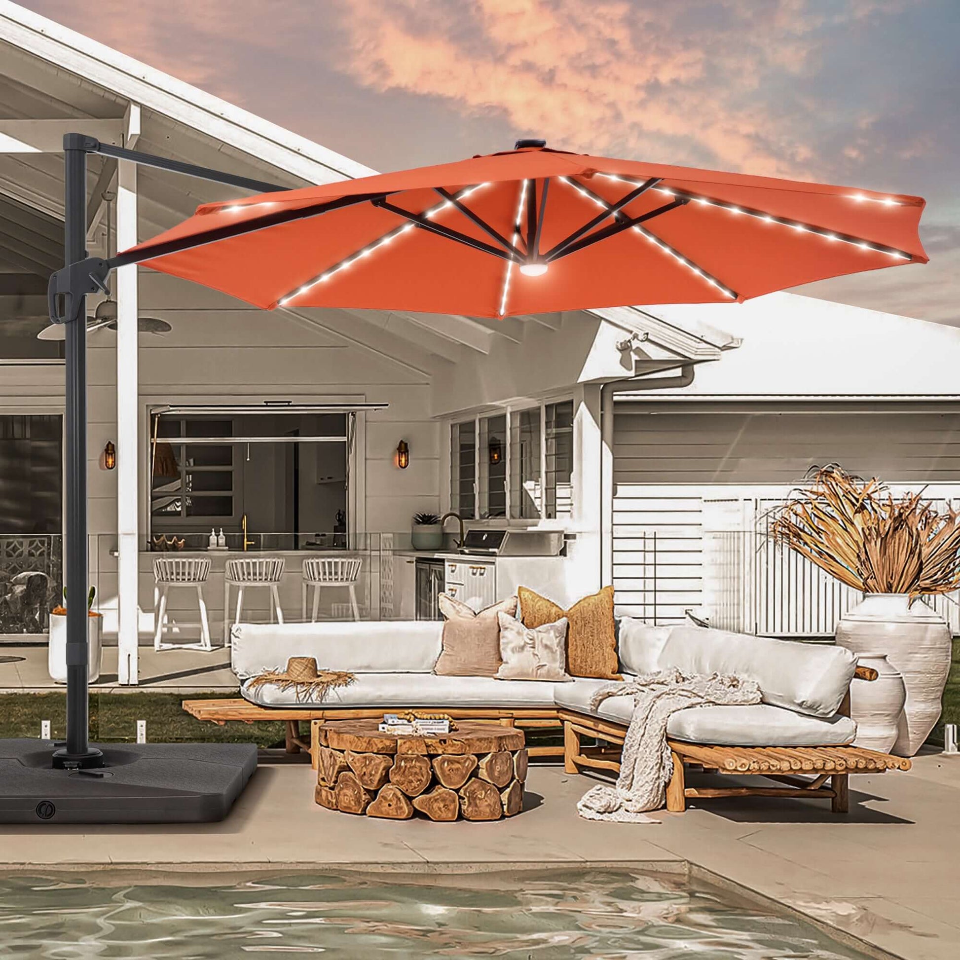 SONKUKI 11ft LED Cantilever Umbrella.