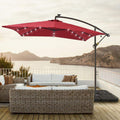 SONKUKI 8.2 x 8.2 Ft LED Square Offset Patio Outdoor Hanging Umbrellas With a Base/Stand - Sonkuki