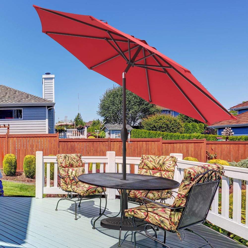 SONKUKI Outdoor 9Ft Patio Table UV-Resistant Canopy and Tilt Button Umbrellas With 8 Ribs - Sonkuki