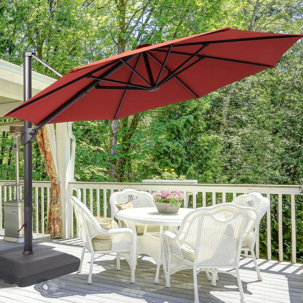 SONKUKI Cantilever Outdoor 11Ft Umbrella With a Base Stand - Sonkuki
