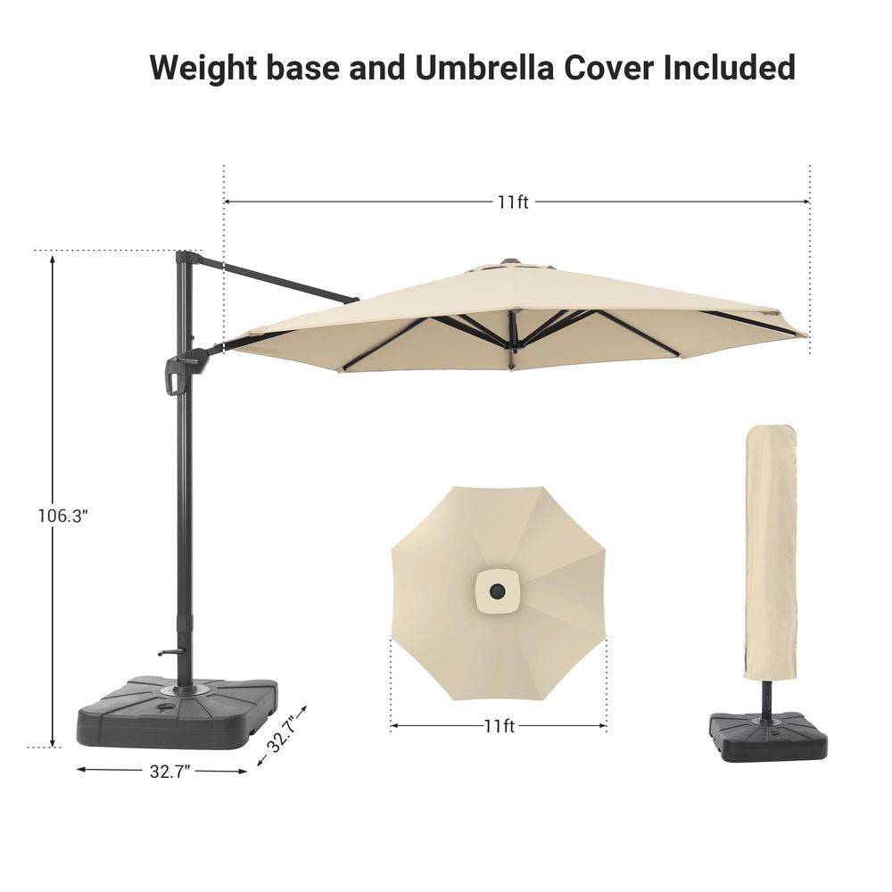 SONKUKI 11Ft Water-repellent UV Protection Outdoor Cantilever Umbrella With a Base - Sonkuki