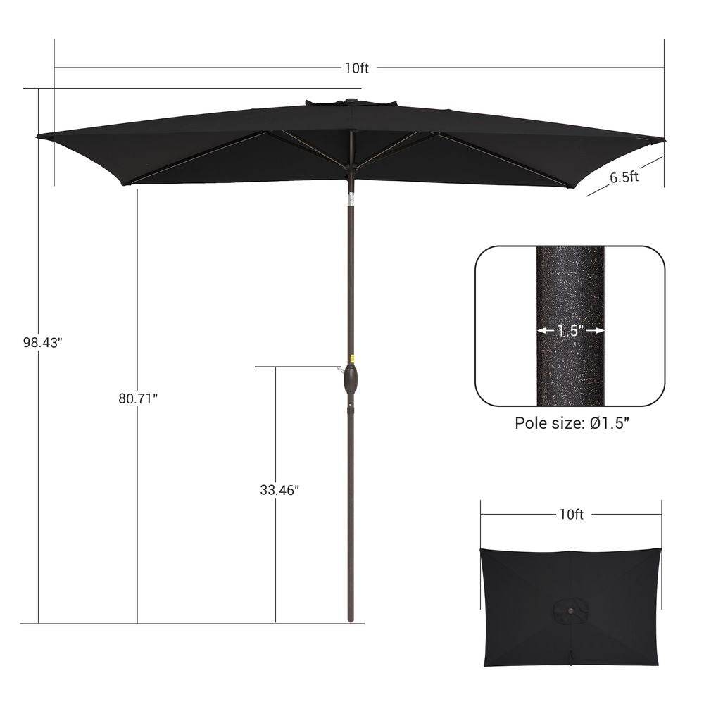 SONKUKI 10 x 6.5ft Aluminum Patio Market Rectangle Outdoor Umbrellas With Nonfading Canopy and Sturdy Ribs - Sonkuki