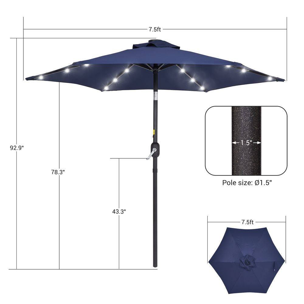 SONKUKI 7.5Ft LED Patio Outdoor Weather-Resistant Frame Table Market Umbrella - Sonkuki