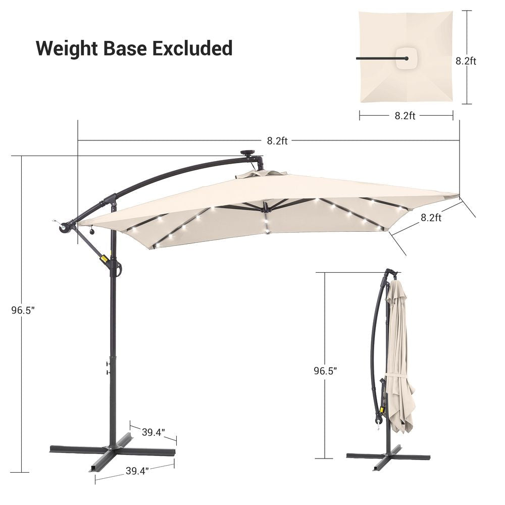 SONKUKI 8.2¡Á8.2ft LED Offset Umbrella.