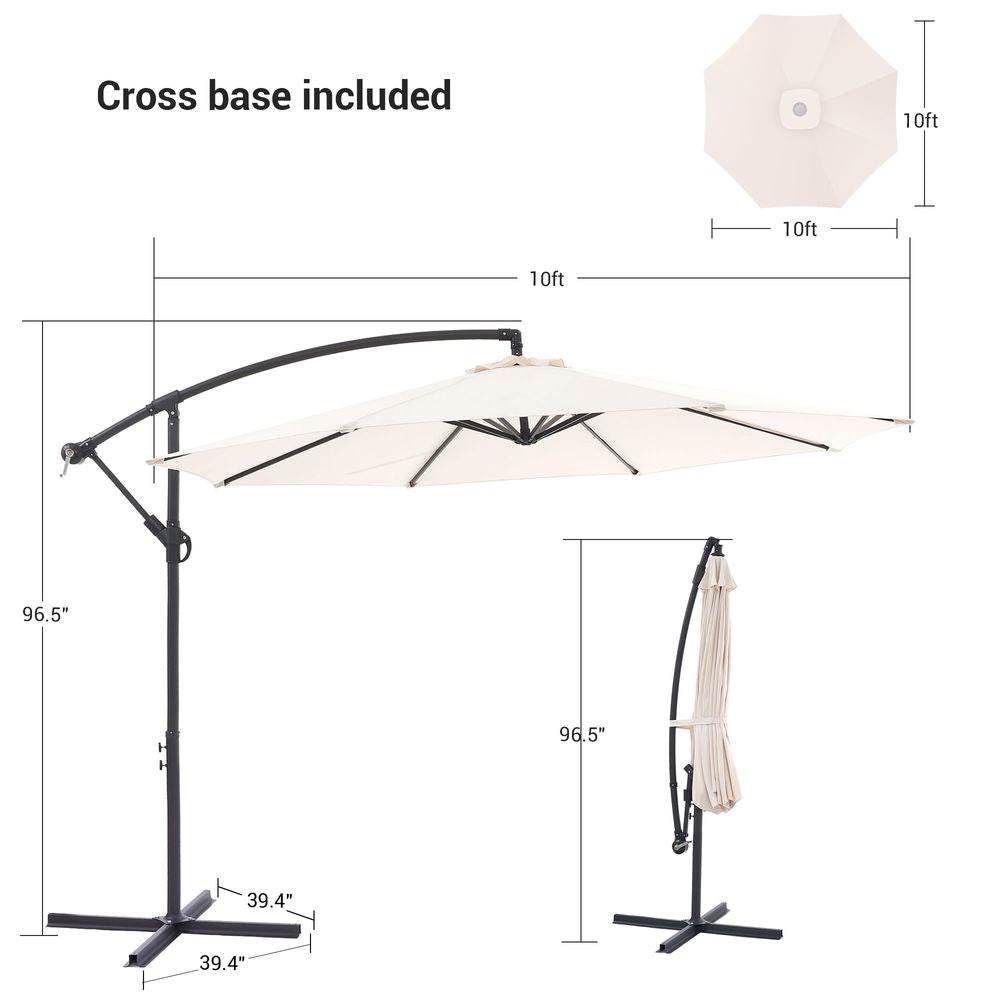 SONKUKI 10ft. Outdoor Hanging Market Patio Offset Umbrellas 50+ UV Protection Cantilever - Sonkuki