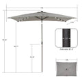 SONKUKI Outdoor Rectangle LED 10 x 6.5Ft Patio Table Umbrellas UV-Resistant Canopy With 6 Ribs - Sonkuki