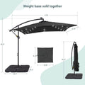 SONKUKI 8.2 x 8.2 Ft LED Square Offset Patio Outdoor Hanging Umbrellas With a Base/Stand - Sonkuki