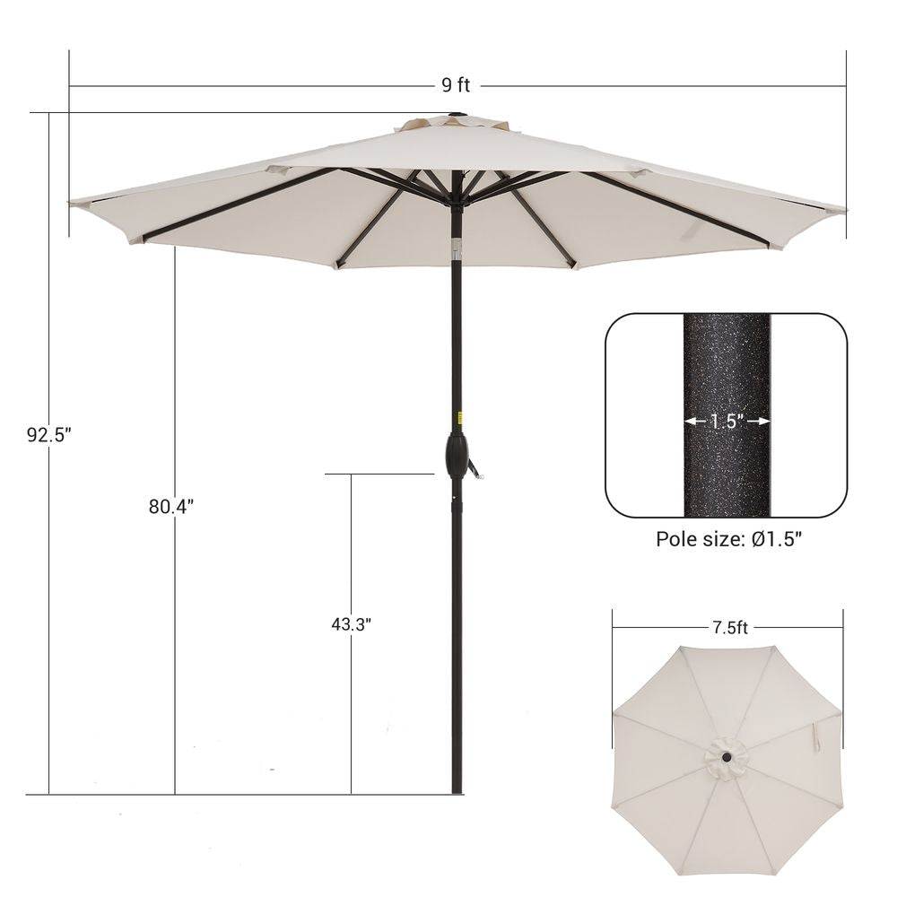 SONKUKI Outdoor 9Ft Patio Table UV-Resistant Canopy and Tilt Button Umbrellas With 8 Ribs - Sonkuki