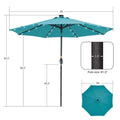 SONKUKI Outdoor 9ft LED Round Patio Market Table Umbrella - Sonkuki