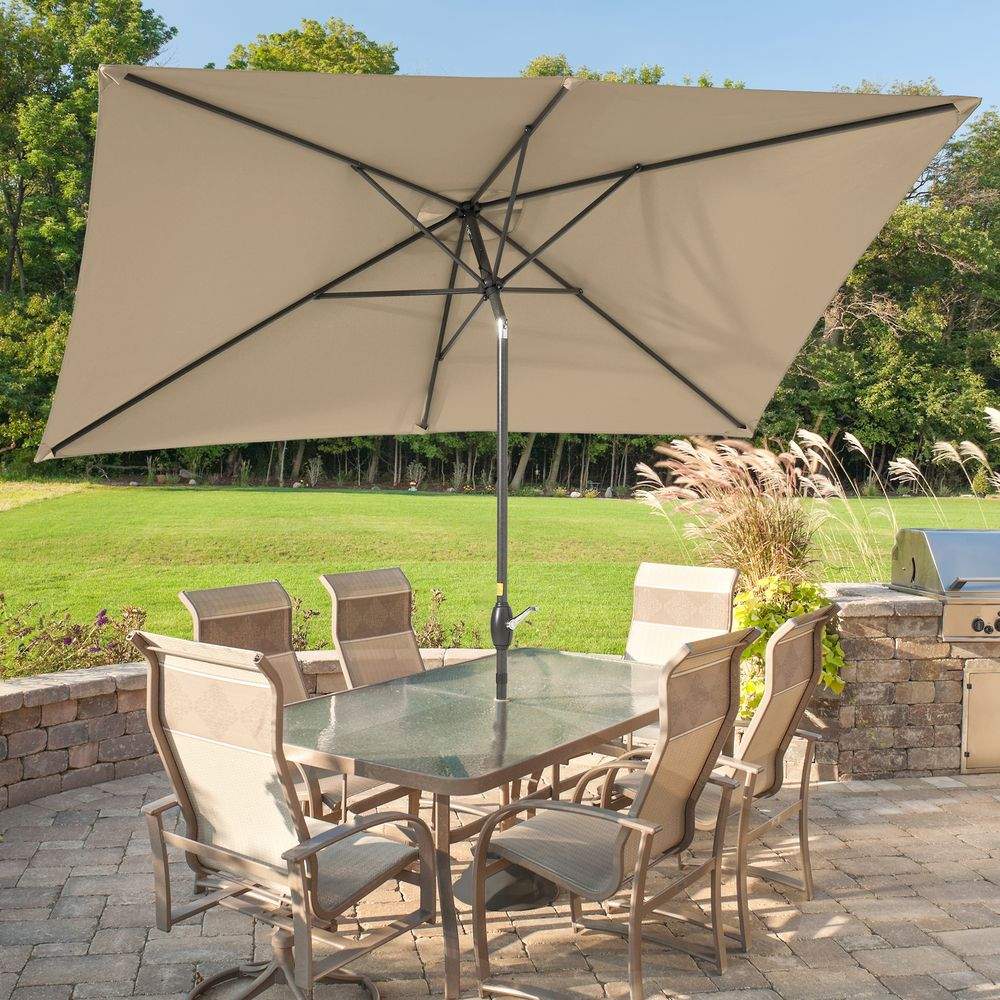 SONKUKI 10 x 6.5ft Aluminum Patio Market Rectangle Outdoor Umbrellas With Nonfading Canopy and Sturdy Ribs - Sonkuki