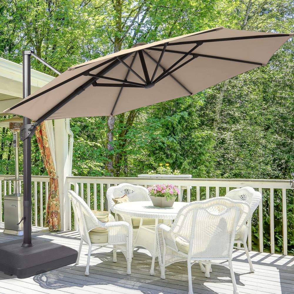 SONKUKI Cantilever Outdoor 11Ft Umbrella With a Base Stand - Sonkuki
