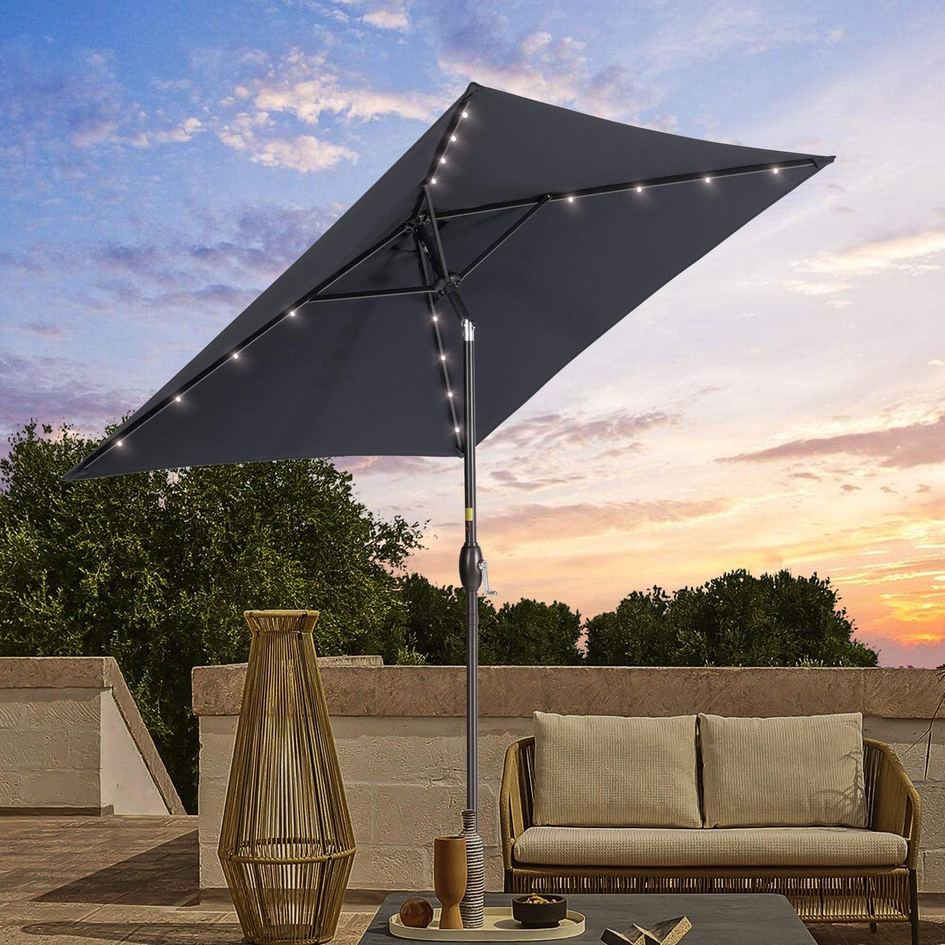 SONKUKI 6.5x6.5ft LED Market Umbrella.
