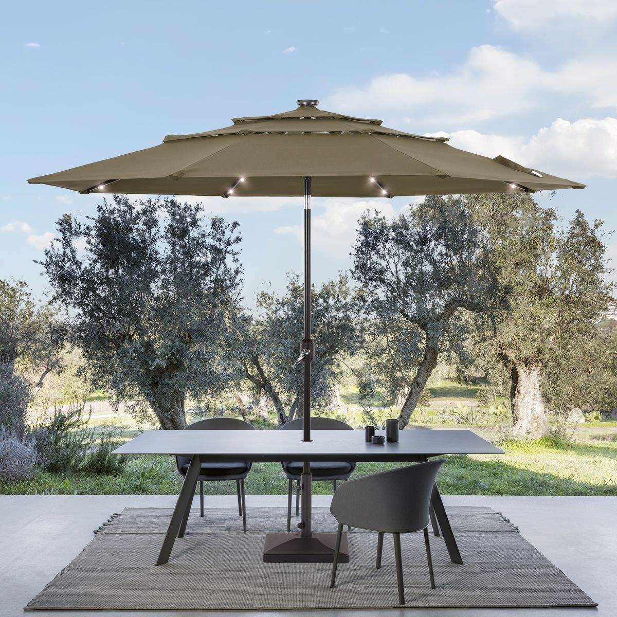 SONKUKI 10ft LED 3 Tiers Market Umbrella.
