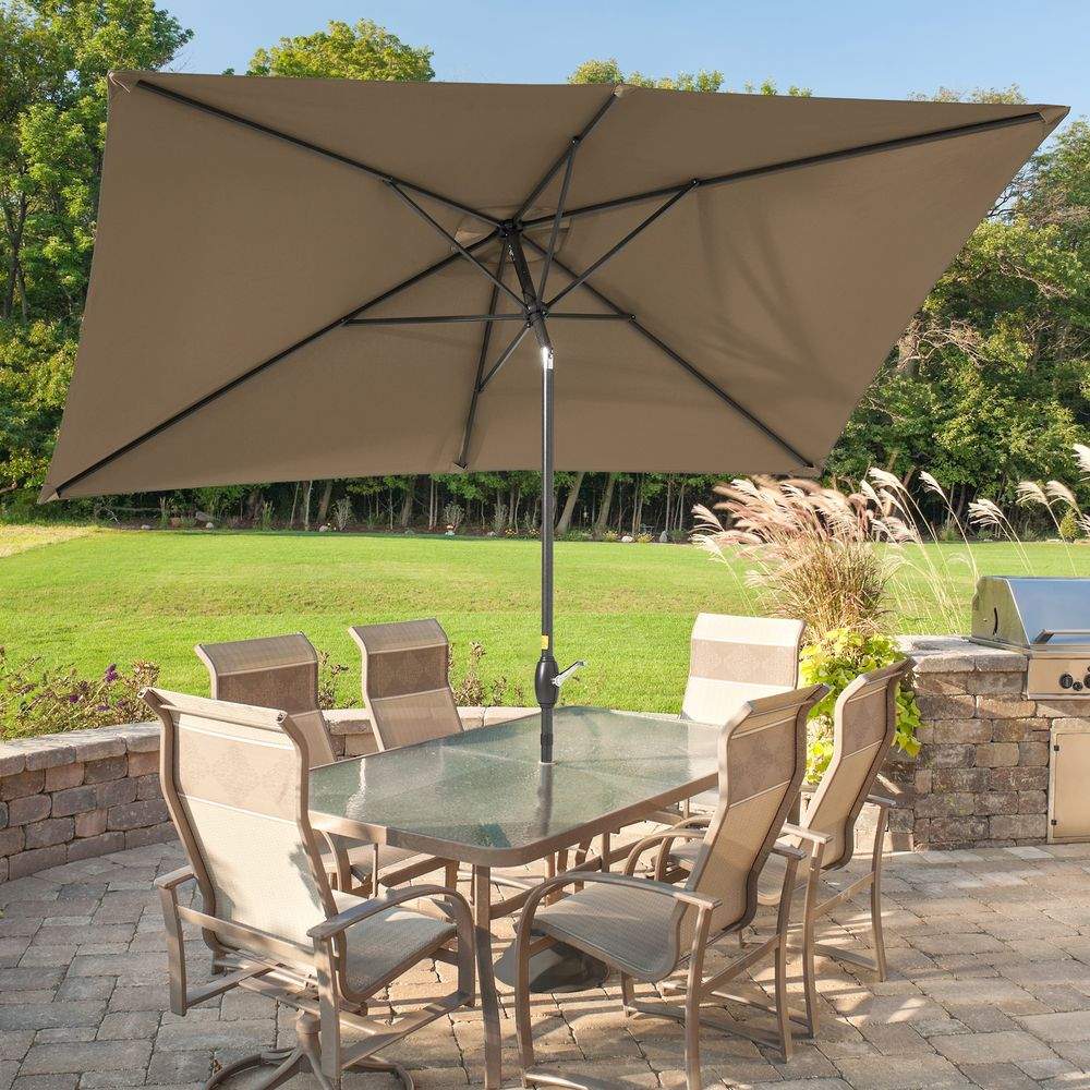SONKUKI 10 x 6.5ft Aluminum Patio Market Rectangle Outdoor Umbrellas With Nonfading Canopy and Sturdy Ribs - Sonkuki