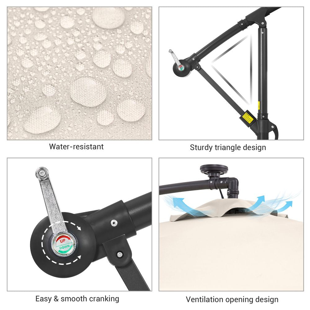 SONKUKI 8.2¡Á8.2ft LED Offset Umbrella.