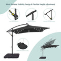 SONKUKI 8.2 x 8.2 Ft LED Square Offset Patio Outdoor Hanging Umbrellas With a Base/Stand - Sonkuki