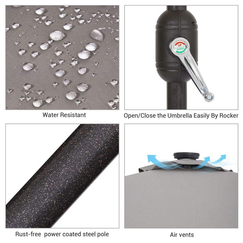 SONKUKI Outdoor Rectangle LED 10 x 6.5Ft Patio Table Umbrellas UV-Resistant Canopy With 6 Ribs - Sonkuki