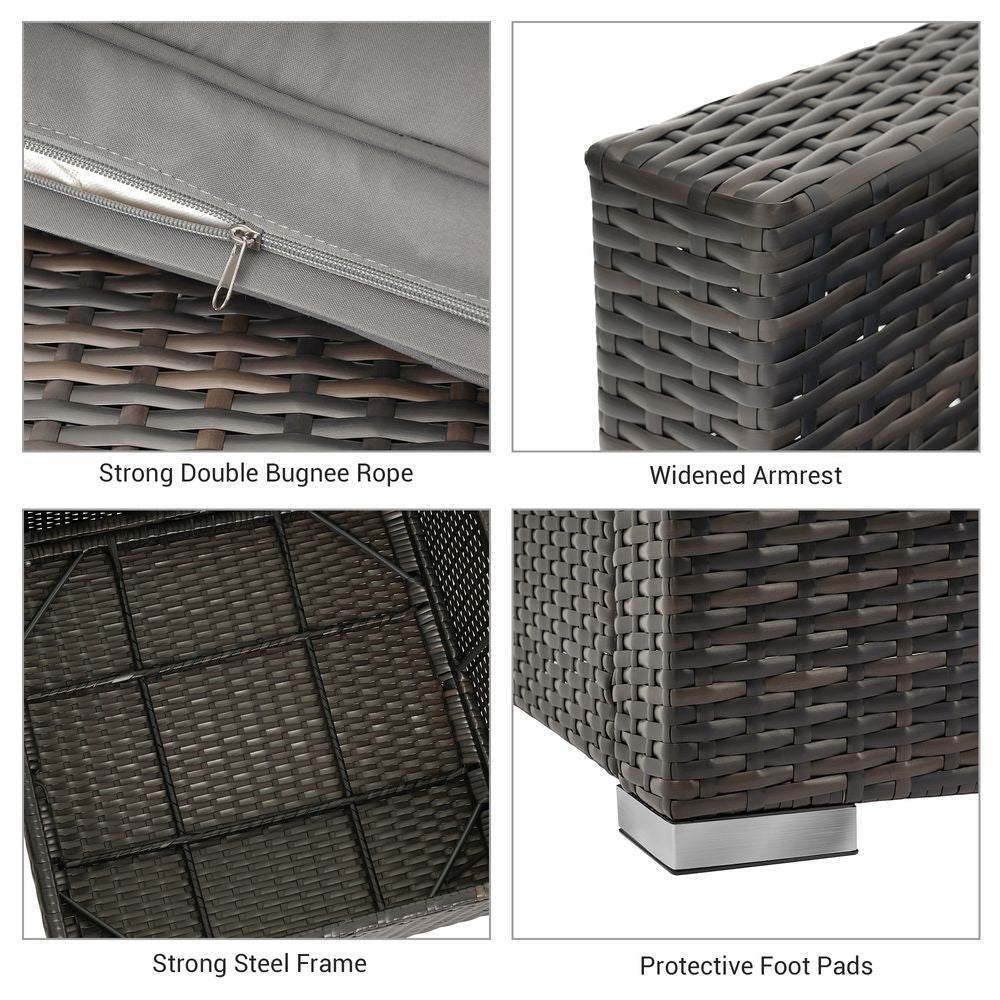SONKUKI Outdoor Conversation Sofa Set 4-Piece Patio Furniture PE Rattan Wicker Sectional Couch Sets - Sonkuki