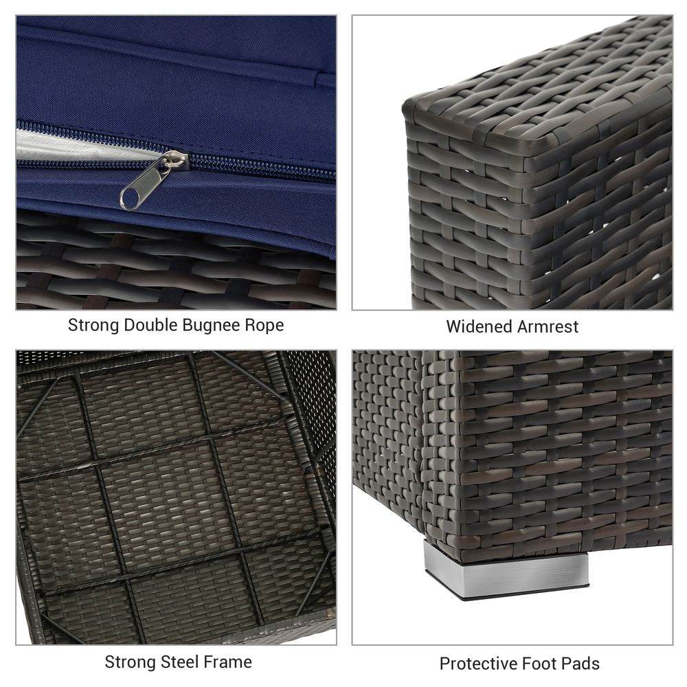 SONKUKI 5-Piece Outdoor Sectional Furniture Patio Conversation PE Rattan Wicker Sofa Set - Sonkuki