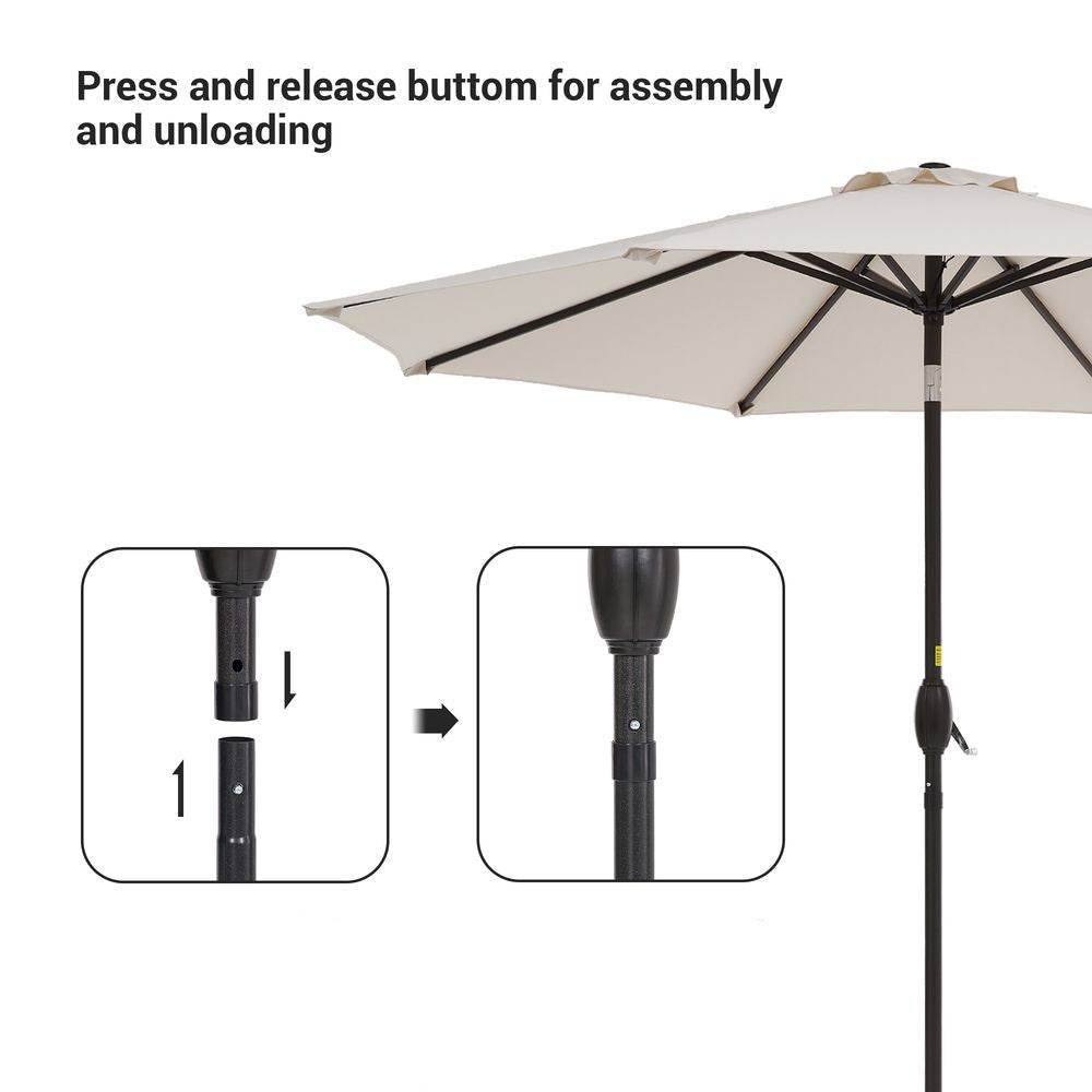 SONKUKI Outdoor 9Ft Patio Table UV-Resistant Canopy and Tilt Button Umbrellas With 8 Ribs - Sonkuki