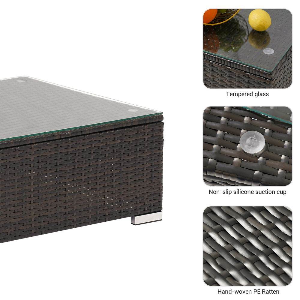 SONKUKI 5-Piece Outdoor Sectional Furniture Patio Conversation PE Rattan Wicker Sofa Set - Sonkuki