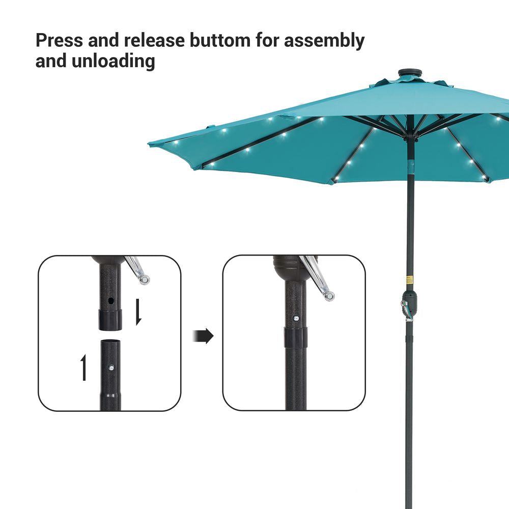 SONKUKI Outdoor 9ft LED Round Patio Market Table Umbrella - Sonkuki