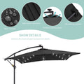 SONKUKI 8.2 x 8.2 Ft LED Square Offset Patio Outdoor Hanging Umbrellas With a Base/Stand - Sonkuki