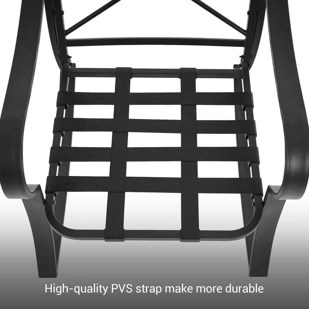 SONKUKI 3-Piece Rocking Bistro Set Steel Frame Patio Thickened Sponge Cushions& Glass Table Porch Rocking Chairs - Sonkuki