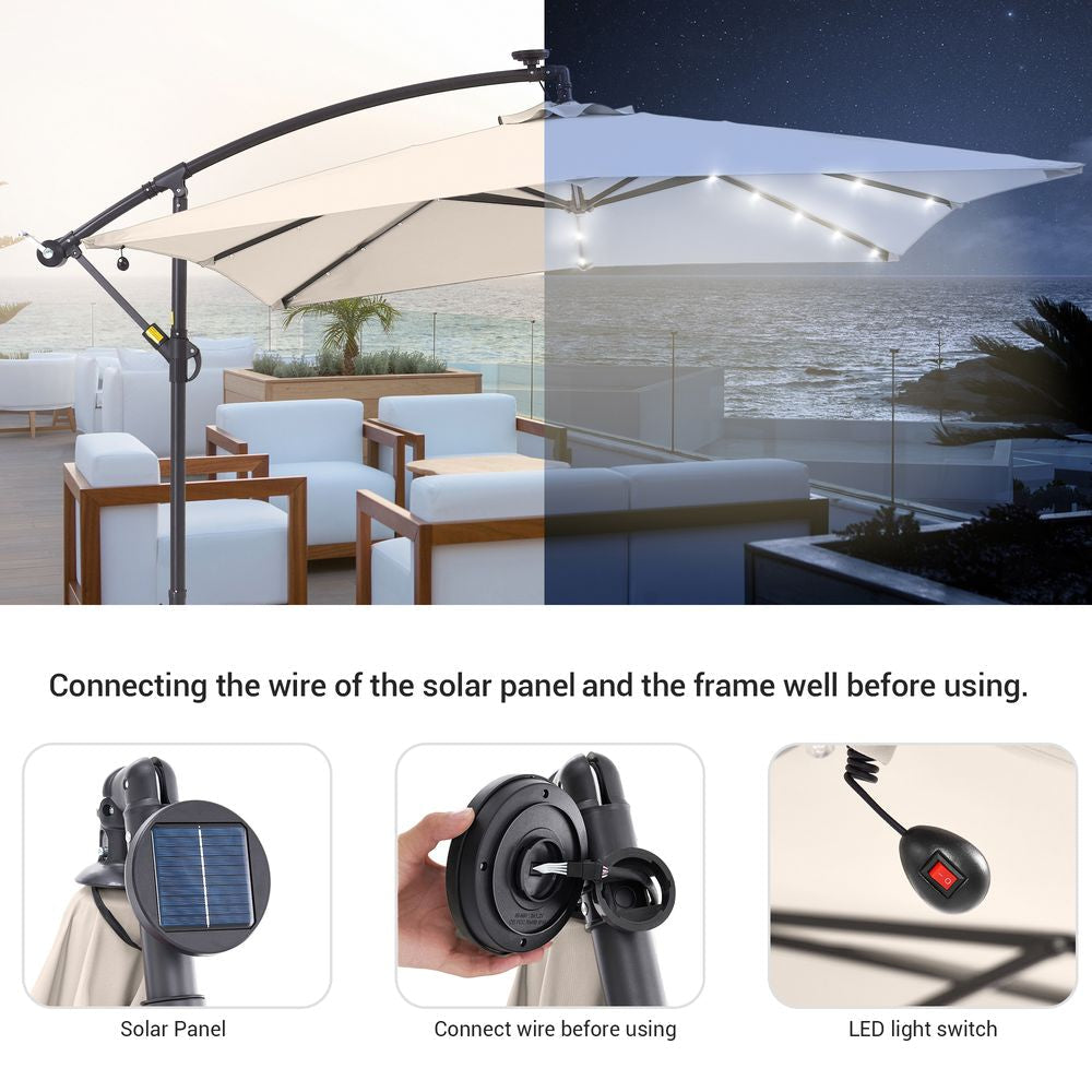 SONKUKI 8.2¡Á8.2ft LED Offset Umbrella.