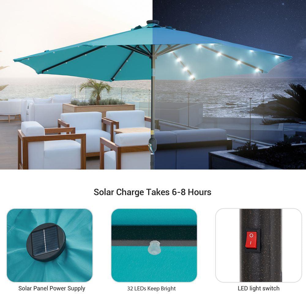 SONKUKI Outdoor 9ft LED Round Patio Market Table Umbrella - Sonkuki