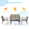 SONKUKI Modern Outdoor 4 Pieces Bistro Furniture Chair Sets Porch Conversation Sets With a Dining Table - Sonkuki