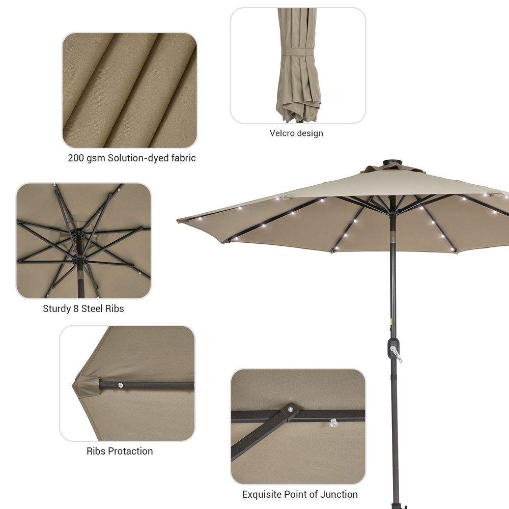 SONKUKI LED 9ft Aluminum Market Umbrellas.
