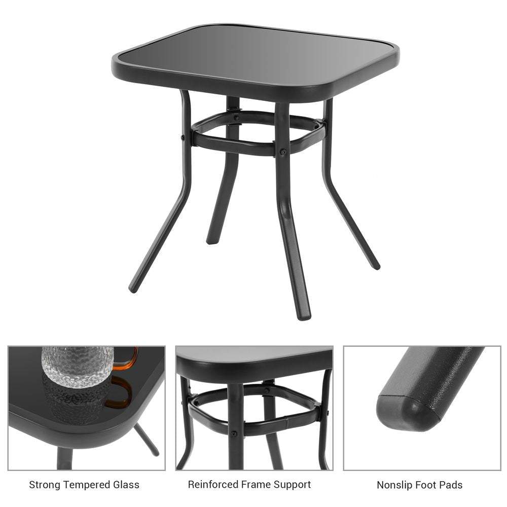 SONKUKI 3-Piece Rocking Bistro Patio furniture Sets Steel Frame Thickened Sponge Cushions& Glass Table Porch Rocking Chairs.