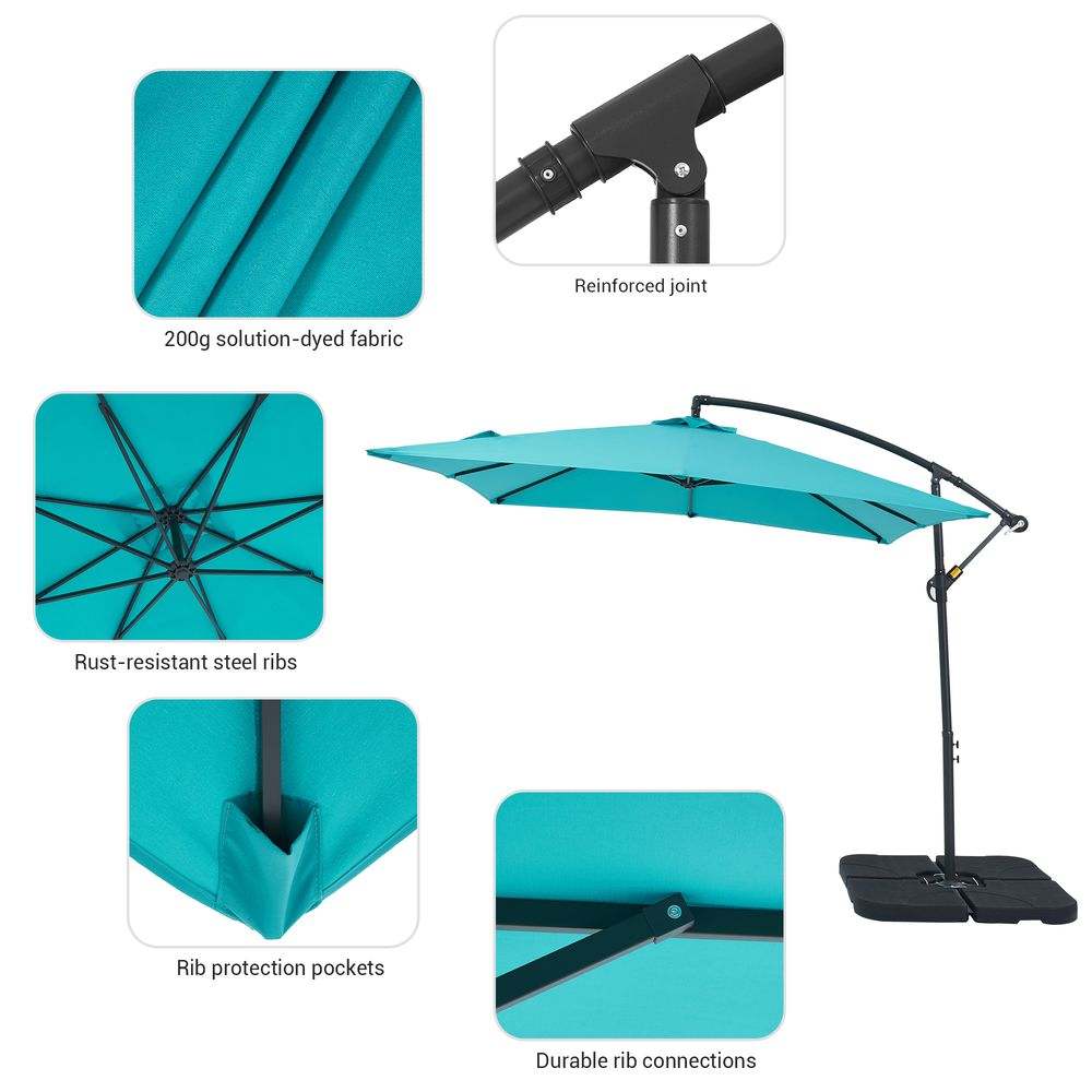 SONKUKI 8.2 x 8.2ft. Square Patio Offset Umbrellas With Base - Sonkuki