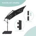 SONKUKI 8.2 x 8.2 Ft LED Square Offset Patio Outdoor Hanging Umbrellas With a Base/Stand - Sonkuki