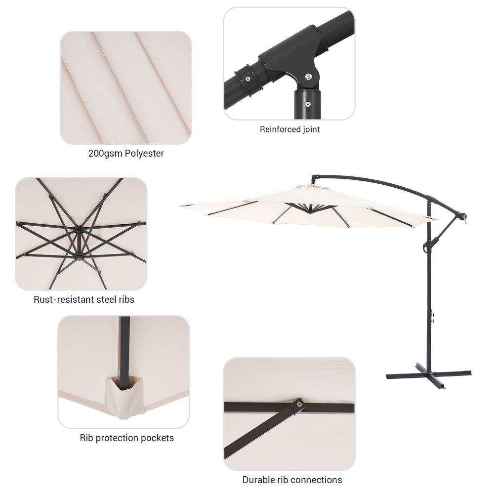 SONKUKI 10ft. Outdoor Hanging Market Patio Offset Umbrellas 50+ UV Protection Cantilever - Sonkuki