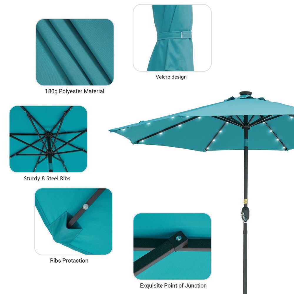 SONKUKI Outdoor 9ft LED Round Patio Market Table Umbrella - Sonkuki